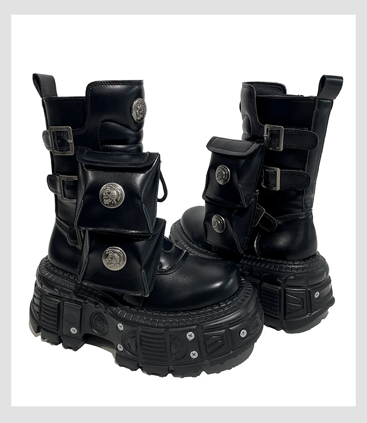 2025 Metal Women Punk Pocket Design Motorcycle Hot Girl Street Style Thick Sole Mid-Calf Short Boots 9cm
2025 Metal Women Punk Pocket Design Motorcycle Hot Girl Street Style Thick Sole Mid-Calf Short Boots 9cm