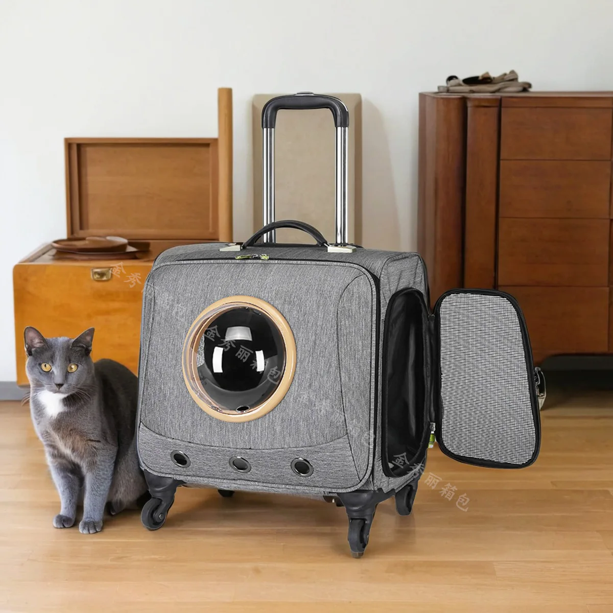 18 Inch Pet Carrier with Wheels Portable Travel Cat Cage Breathable Airline Approved
18 Inch Pet Carrier with Wheels Portable Travel Cat Cage Breathable Airline Approved