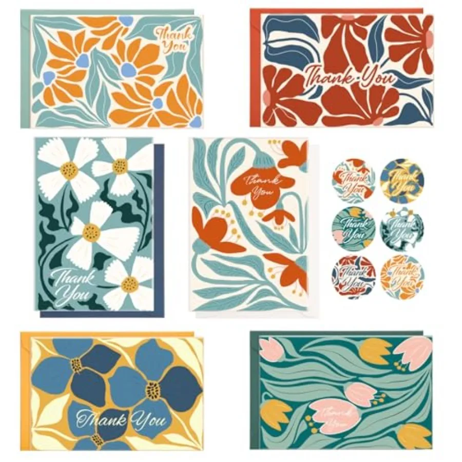 24 Pack Thank You Cards with Envelopes, 4x6 Inch Teacher Appreciation Cards with Stickers, Thank You Card Bulk for Graduation,
24 Pack Thank You Cards with Envelopes, 4x6 Inch Teacher Appreciation Cards with Stickers, Thank You Card Bulk for Graduation,