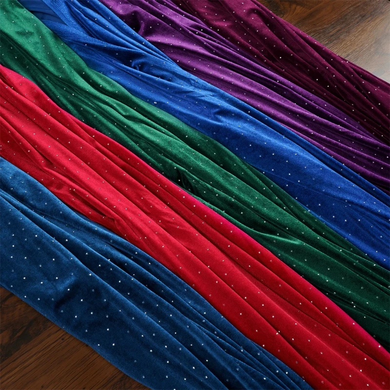 Plain Stretch Rhinestone Shiny Velour Fabric By The Meter for Clothing Dresses Cheongsam Pants DIY Sewing Soft Breathable Cloth
Plain Stretch Rhinestone Shiny Velour Fabric By The Meter for Clothing Dresses Cheongsam Pants DIY Sewing Soft Breathable Cloth