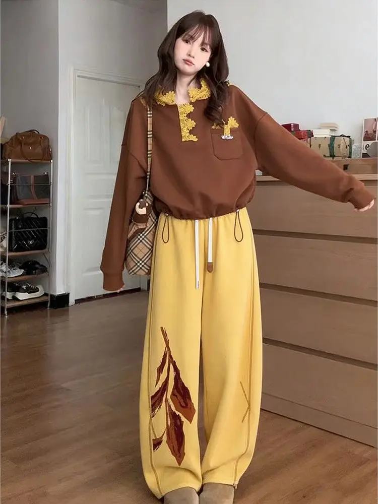 Korean Style Casual Sweatshirt Wide Leg Pants Set Women's Fashion Spring New Arrival One Whole Set High Quality Leisure Wear
Korean Style Casual Sweatshirt Wide Leg Pants Set Women's Fashion Spring New Arrival One Whole Set High Quality Leisure Wear
