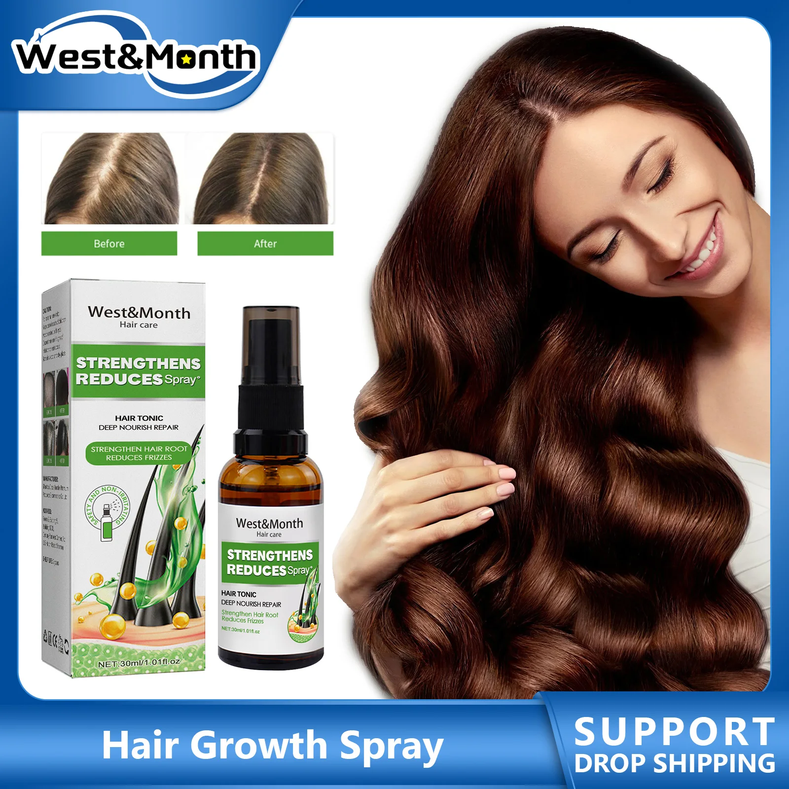 Hair Growth Spray Prevent Hair Loss Anti Baldness Massage Scalp Treatment Nourish Strengthen Hair Thicken Fast Regrowth Liquid
Hair Growth Spray Prevent Hair Loss Anti Baldness Massage Scalp Treatment Nourish Strengthen Hair Thicken Fast Regrowth Liquid