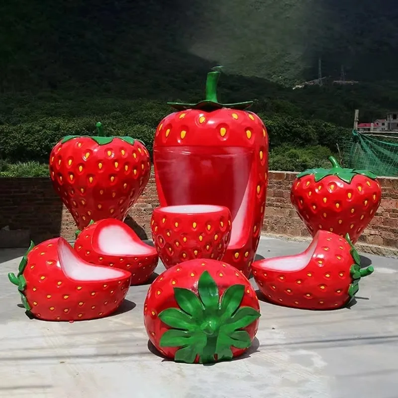 Outdoor fruit statue, strawberry chair, giant strawberry glass, fiber strawberry stool, garden decoration
Outdoor fruit statue, strawberry chair, giant strawberry glass, fiber strawberry stool, garden decoration