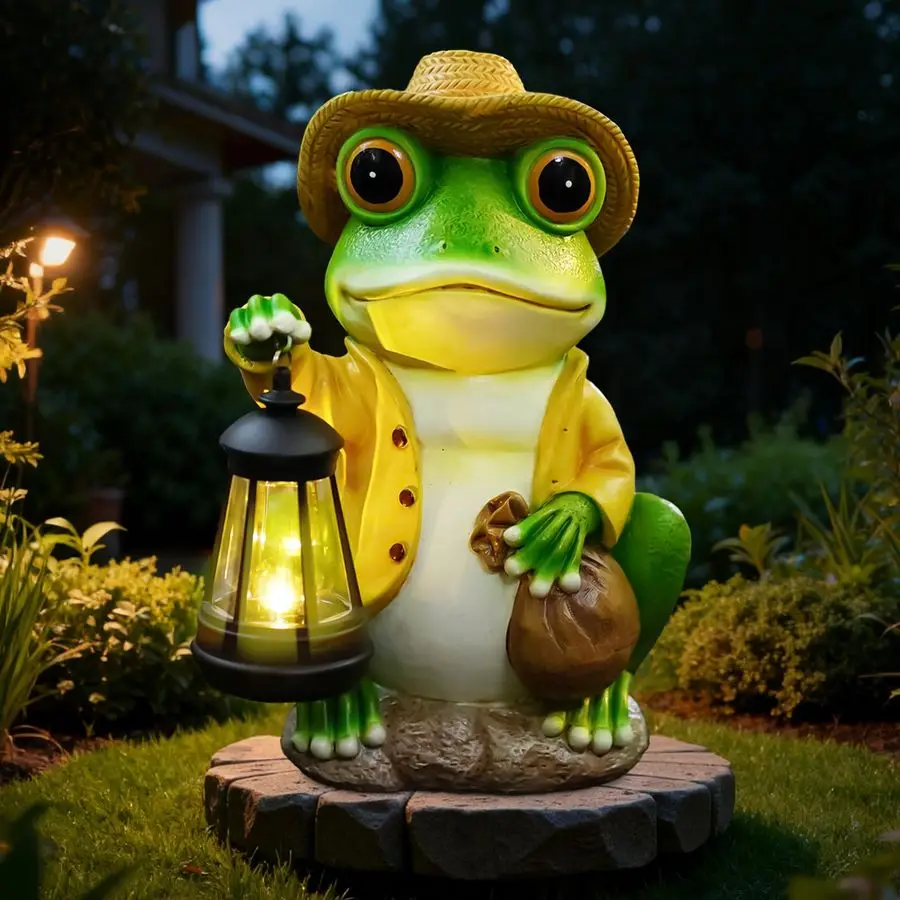 Frog Garden Statue with Solar Lantern Large 13 in Solar Frog Statue Outdoor for Yard, Patio, Porch, Lawn and Balcony Decorations
Frog Garden Statue with Solar Lantern Large 13 in Solar Frog Statue Outdoor for Yard, Patio, Porch, Lawn and Balcony Decorations