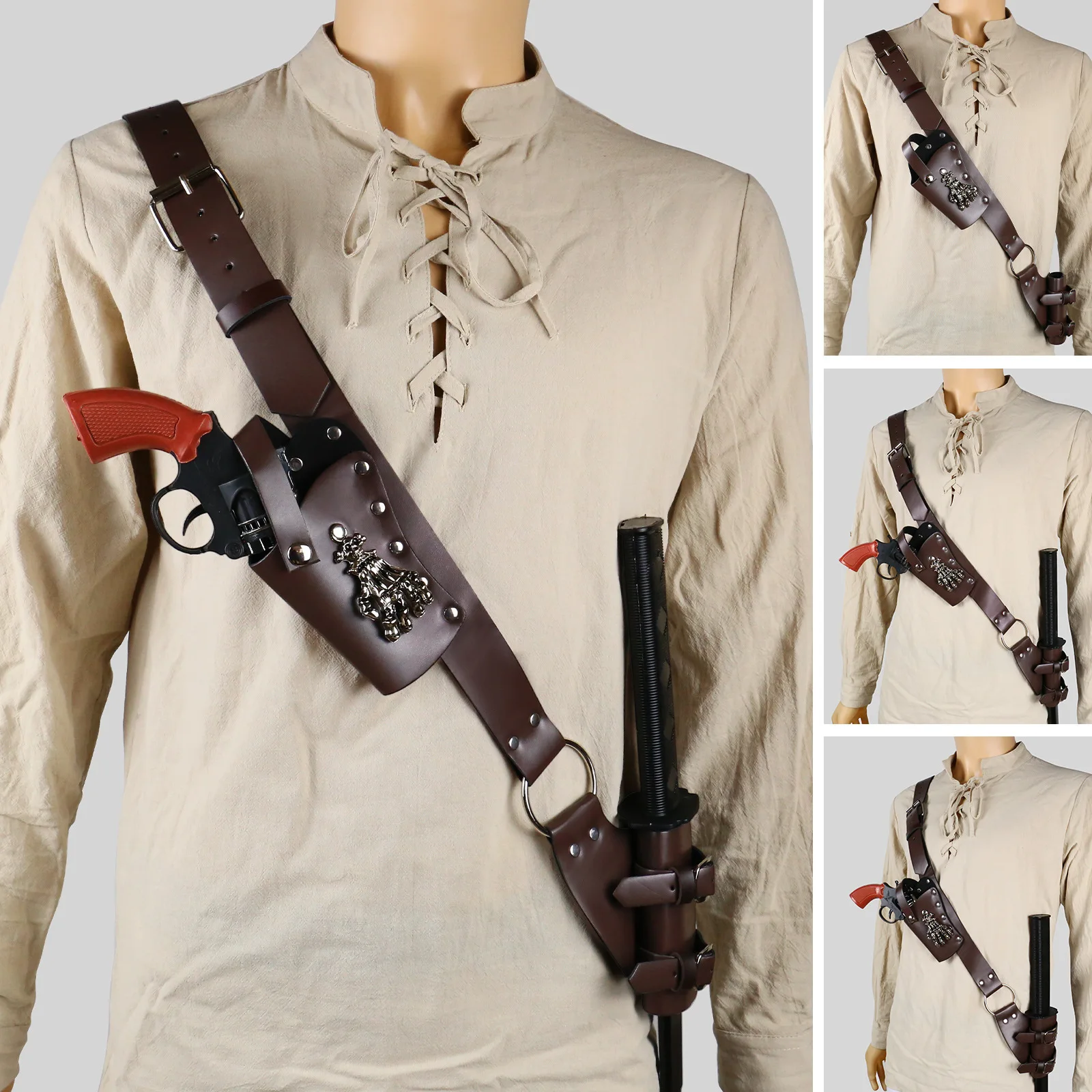Halloween mens Sword Gun Holder strap Shoulder Belt Sheath Scabbard Leather Armor Pirate Knight Costume Rapier Medieval Holster
Halloween mens Sword Gun Holder strap Shoulder Belt Sheath Scabbard Leather Armor Pirate Knight Costume Rapier Medieval Holster