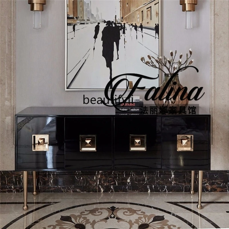 American light luxury solid wood porch cabinet, black simple modern living room TV cabinet French storage side cabinet
American light luxury solid wood porch cabinet, black simple modern living room TV cabinet French storage side cabinet