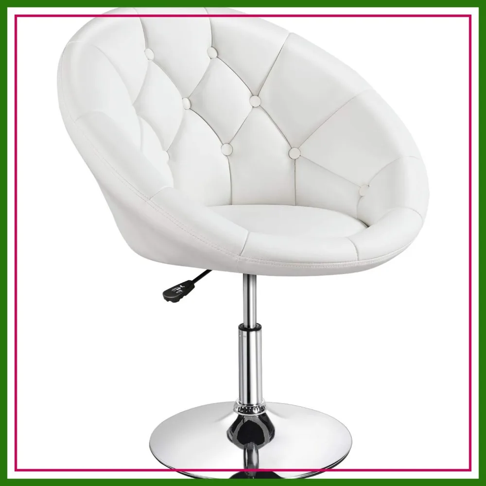 Adjustable Vanity Chair with Round Tufted Back, Swivel Leather Salon Chair for Bedroom, Living Room, Office, White
Adjustable Vanity Chair with Round Tufted Back, Swivel Leather Salon Chair for Bedroom, Living Room, Office, White