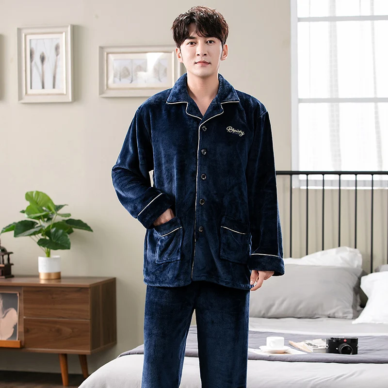 Men's Autumn And Winter Thick Flannel Pajamas Sets Long Sleeve Fashion Style Solid Warm Sleepwear Big Yards L-3XL Pijamas Hombre
Men's Autumn And Winter Thick Flannel Pajamas Sets Long Sleeve Fashion Style Solid Warm Sleepwear Big Yards L-3XL Pijamas Hombre