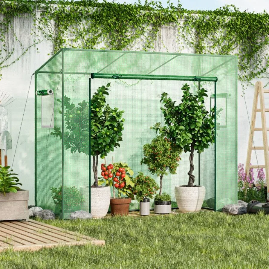 Outdoor Portable Walk-in Greenhouse with PE Cover Heavy-Duty Metal Frame Roll-up Zipper Door in Green for Easy Setup and Durabl
Outdoor Portable Walk-in Greenhouse with PE Cover Heavy-Duty Metal Frame Roll-up Zipper Door in Green for Easy Setup and Durabl