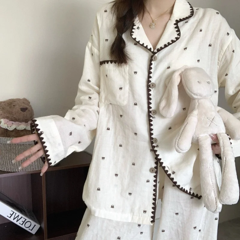 Woman Long Sleeves Trousers Leisure Comfortable Lounge Clothes Sweet Pajamas Loungewear Cotton Pajamas Suit Spring Autumn Female
Woman Long Sleeves Trousers Leisure Comfortable Lounge Clothes Sweet Pajamas Loungewear Cotton Pajamas Suit Spring Autumn Female