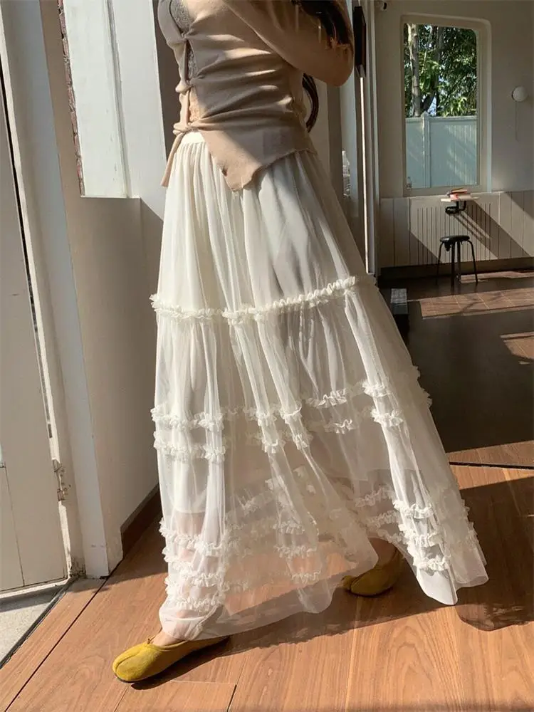 High Waist A-Line Skirt Mesh Lace Women's Spring Summer New Style Fairy Skirt Midi Skirt Korean Style Breathable Skin-Friendly
High Waist A-Line Skirt Mesh Lace Women's Spring Summer New Style Fairy Skirt Midi Skirt Korean Style Breathable Skin-Friendly