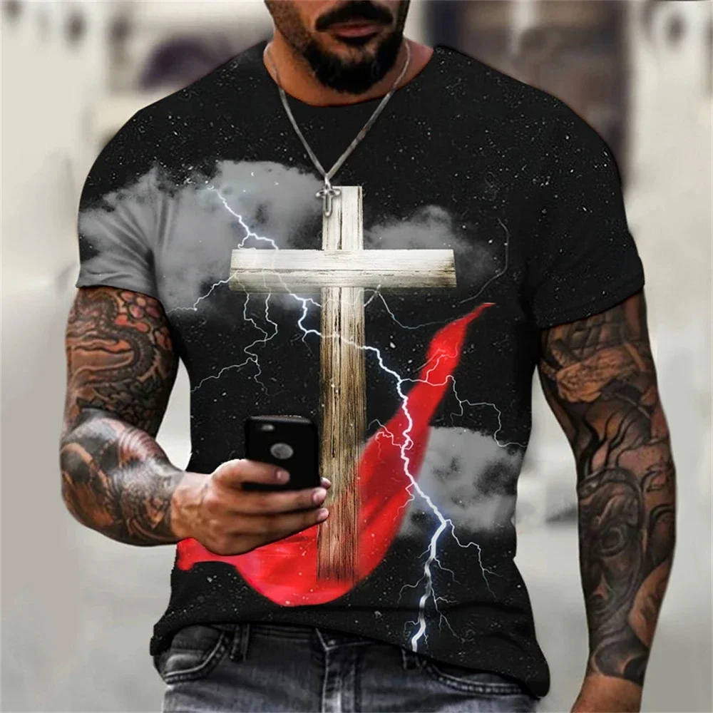 Men'S T-Shirt Cross Graphic Jesus Christ 3D Printed Men'S T Shirt Vintage Classic Short Sleeve Loose Personality Oversized Top
Men'S T-Shirt Cross Graphic Jesus Christ 3D Printed Men'S T Shirt Vintage Classic Short Sleeve Loose Personality Oversized Top