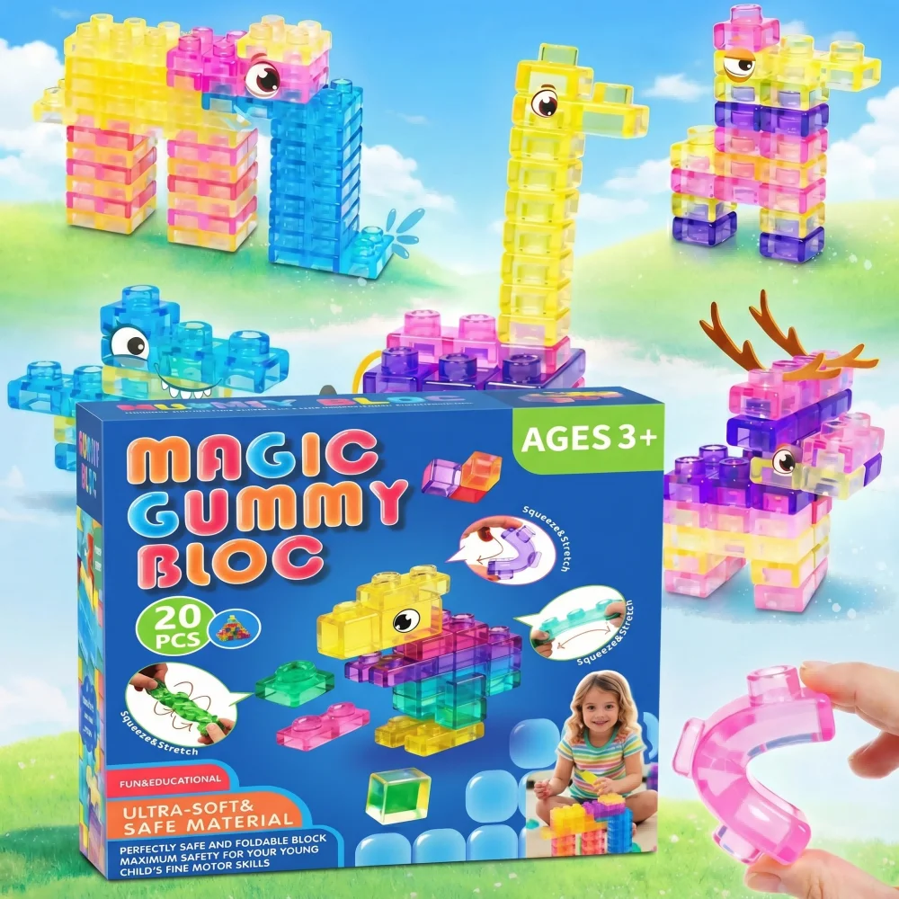 20-Piece Sensory Soft Building Blocks For Toddlers, Soft Rubber Stacking Toy Set, Stretchable And Squeezable Early Learning Building Toy Set, Creative Puzzle Blocks
20-Piece Sensory Soft Building Blocks For Toddlers, Soft Rubber Stacking Toy Set, Stretchable And Squeezable Early Learning Building Toy Set, Creative Puzzle Blocks
