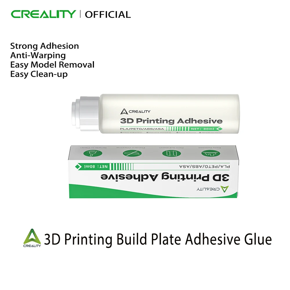 Creality Build Plate Adhesive Glue 3D Printing 80ml Anti-Warping Easy Clean-up for PLA PETG ABS ASA 3D Printer Accessories
Creality Build Plate Adhesive Glue 3D Printing 80ml Anti-Warping Easy Clean-up for PLA PETG ABS ASA 3D Printer Accessories