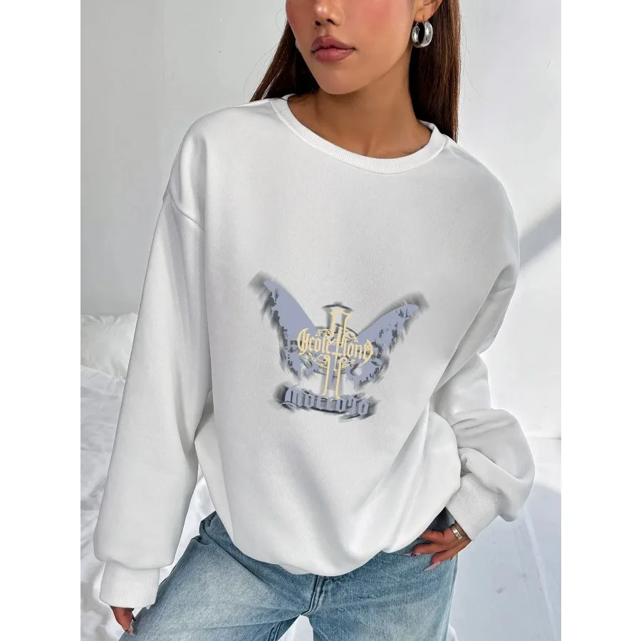 Women Basic Casual Pullover Long Sleeve Gray Butterfly Printed Round Neck Spring Autumn
Women Basic Casual Pullover Long Sleeve Gray Butterfly Printed Round Neck Spring Autumn