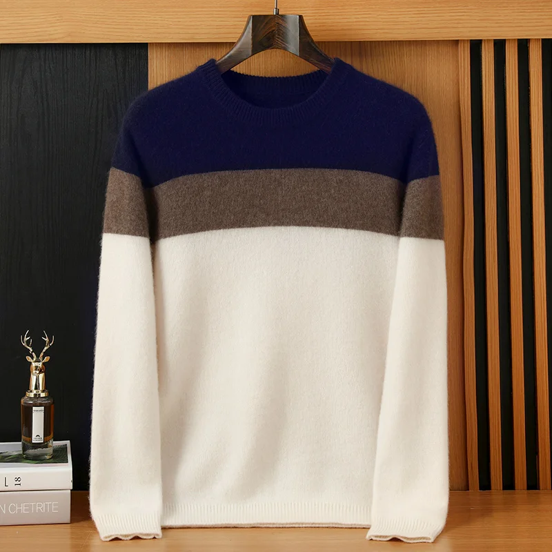 Men's 100% Cashmere Round Neck Color Block Sweater Casual Loose Long-Sleeved Autumn Winter Knitwear Thick Warm Men's Clothing
Men's 100% Cashmere Round Neck Color Block Sweater Casual Loose Long-Sleeved Autumn Winter Knitwear Thick Warm Men's Clothing