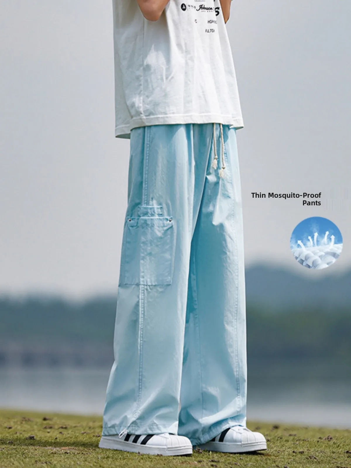 Light Blue Men's Summer Thin Casual Ice Silk Work Trousers Loose Straight Long Pants Anti-Mosquito Fashionable Japanese Style
Light Blue Men's Summer Thin Casual Ice Silk Work Trousers Loose Straight Long Pants Anti-Mosquito Fashionable Japanese Style