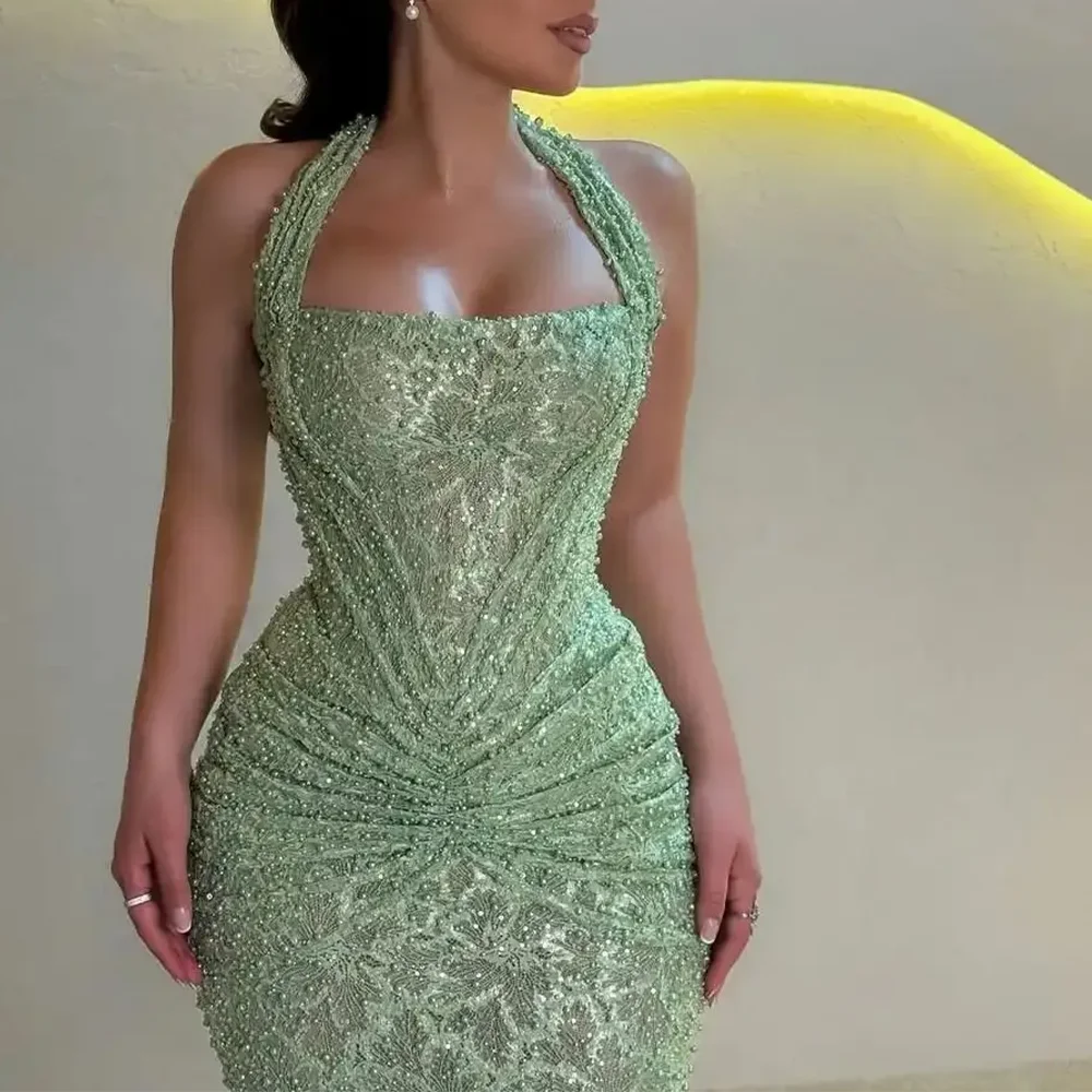 Green Charming Evening Dresses Mermaid Party Prom Gowns Beading Sequined Halter Evening Prom Dresses Mermaid Dress Customized
Green Charming Evening Dresses Mermaid Party Prom Gowns Beading Sequined Halter Evening Prom Dresses Mermaid Dress Customized