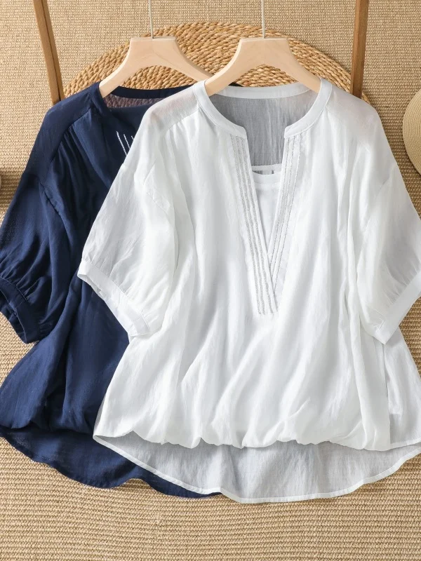 Elegant Loose Lightweight Short Sleeve Fake Two-Piece Shirt for Women plus Size Casual Style Summer Fashion Top Quality
Elegant Loose Lightweight Short Sleeve Fake Two-Piece Shirt for Women plus Size Casual Style Summer Fashion Top Quality