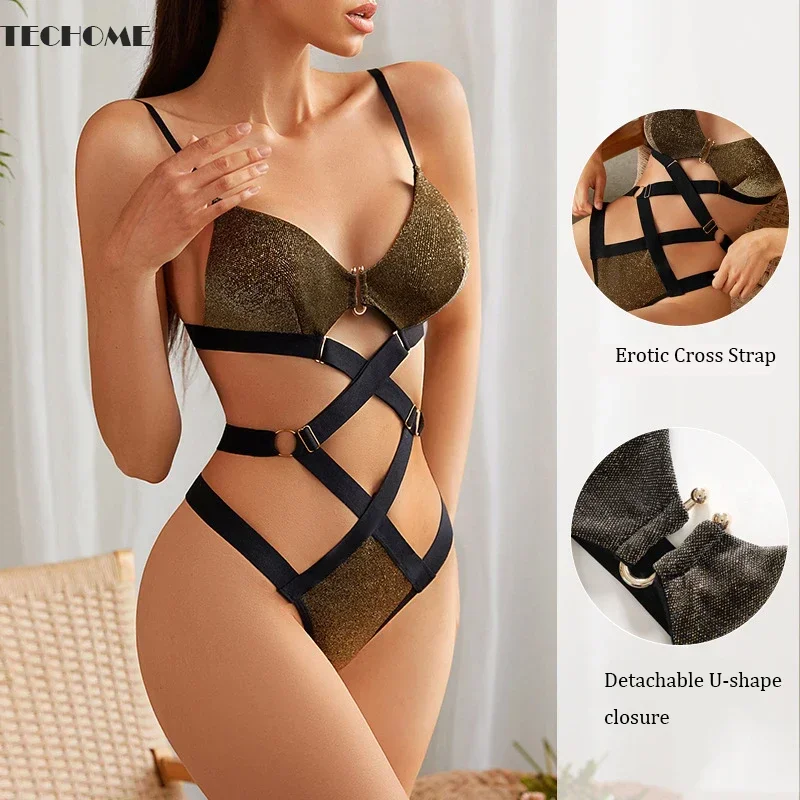 TECHOME New Bodysuit European and American Lace Bra and Panty Underwear Set Women's T Pants Sexy Ice Silk Deep V Backless Lady
TECHOME New Bodysuit European and American Lace Bra and Panty Underwear Set Women's T Pants Sexy Ice Silk Deep V Backless Lady