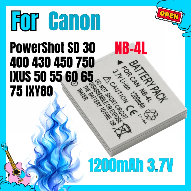 1200mAh 3.7V NB-4L High-Quality Lithium Camera Battery For Canon PowerShot SD 30 400 430 450 750 IXUS 50 55 60 65 75 IXY80
1200mAh 3.7V NB-4L High-Quality Lithium Camera Battery For Canon PowerShot SD 30 400 430 450 750 IXUS 50 55 60 65 75 IXY80
