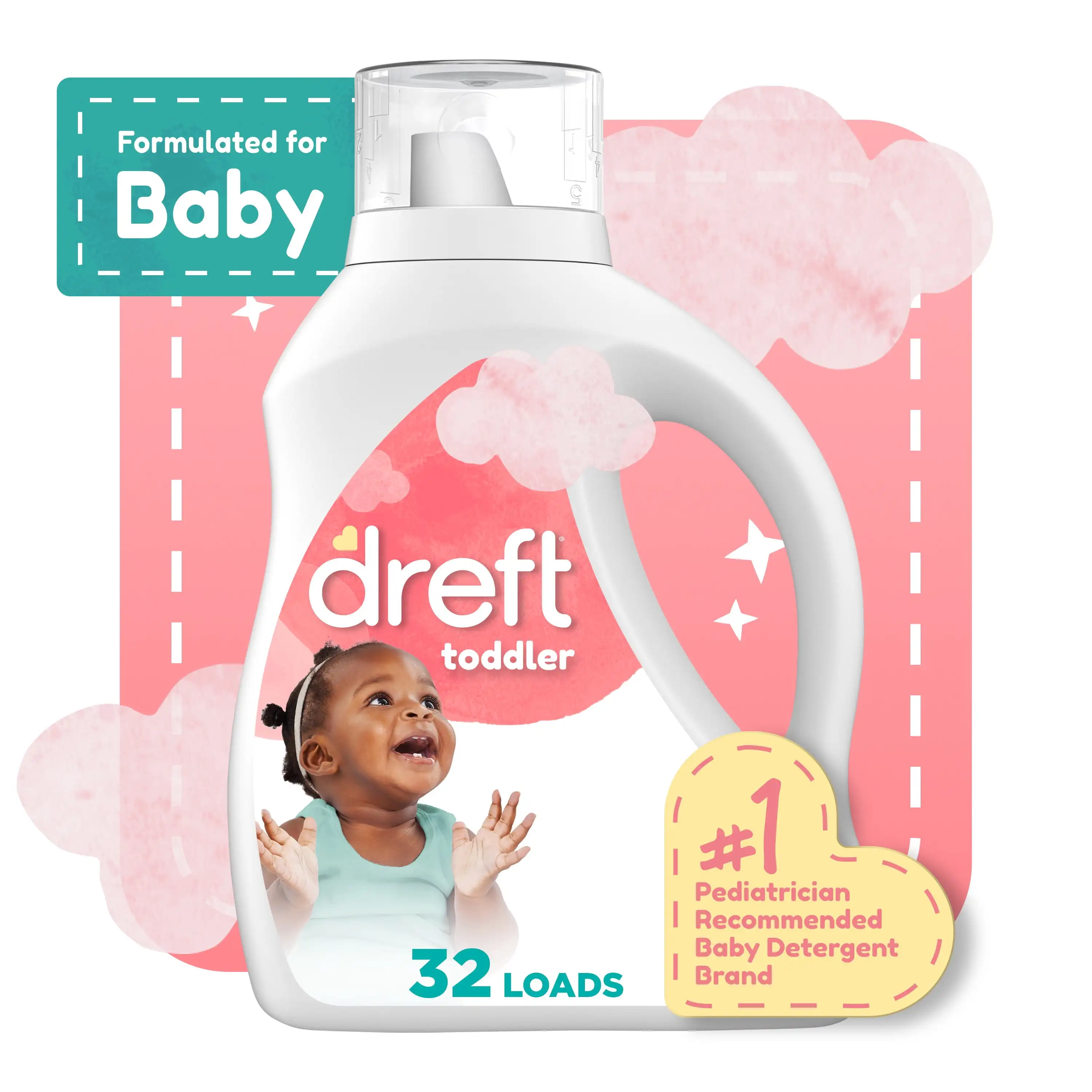 ICUTE-Dreft Liquid Laundry Detergent for Toddlers, Tackles 100% of Common Toddler Stains, Unscented, 42 fl oz, 32 Loads
ICUTE-Dreft Liquid Laundry Detergent for Toddlers, Tackles 100% of Common Toddler Stains, Unscented, 42 fl oz, 32 Loads