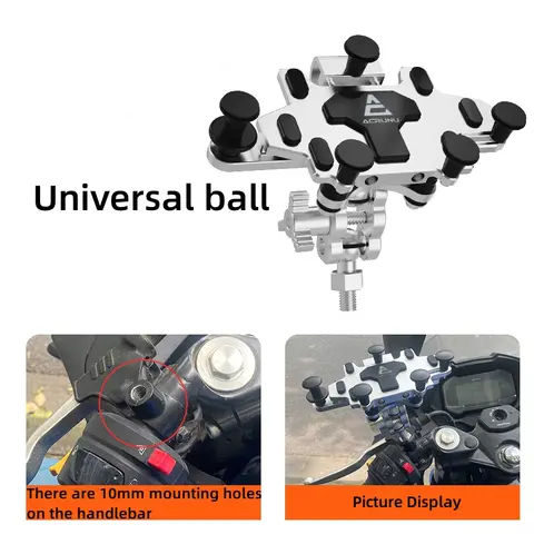 Motorcycle Phone Stand Aluminum Bike Mobile Phone Holder Cellphone Holder For Motorcycle Universal Phone Stand 540°Adjustable
