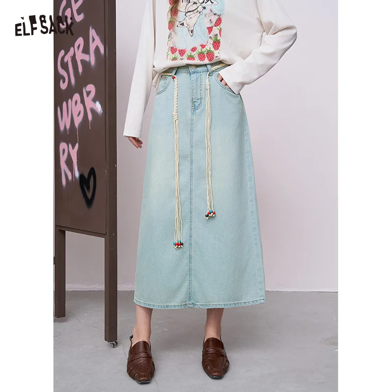 ELFSACK 2025 Autumn New Arrival Basic Denim Drawstring Ankle-Length Skirt For Woman
ELFSACK 2025 Autumn New Arrival Basic Denim Drawstring Ankle-Length Skirt For Woman