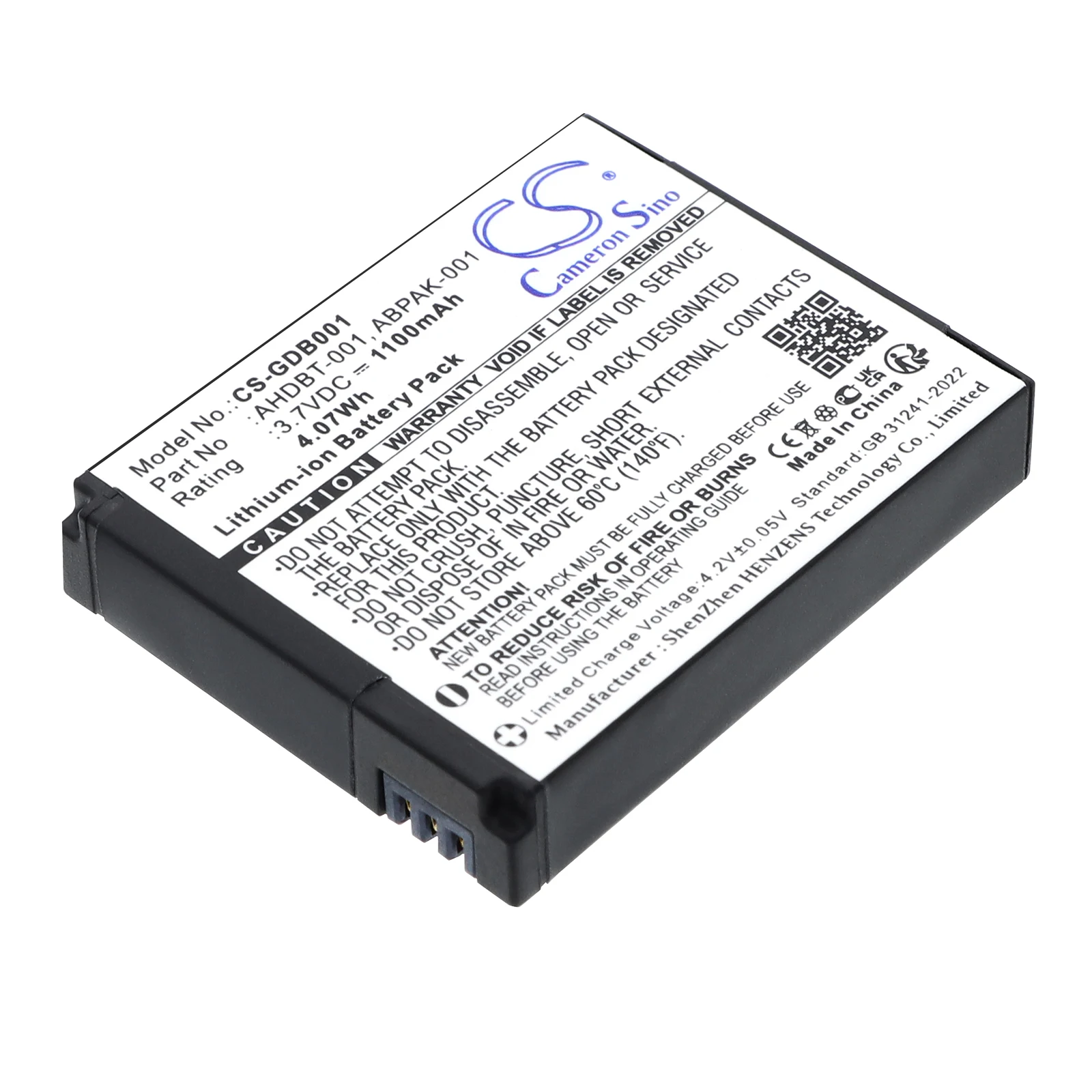 Li-ion Camera Battery for GoPro, 3.7V, 1100mAh, Compatible Models: HD Helmet Hero, HD Motorsports Hero
Li-ion Camera Battery for GoPro, 3.7V, 1100mAh, Compatible Models: HD Helmet Hero, HD Motorsports Hero