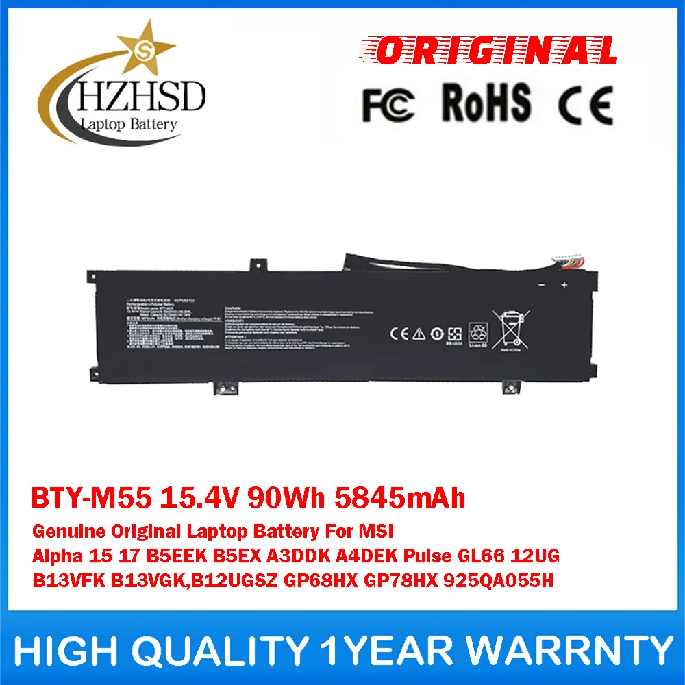 BTY-M55 15.4V 90Wh 5845mAh Genuine Original Laptop Battery For MSI Alpha 17 B5EEK B5EX A3DDK A4DEK Pulse GL66 12UG B13VFK B13VGK
BTY-M55 15.4V 90Wh 5845mAh Genuine Original Laptop Battery For MSI Alpha 17 B5EEK B5EX A3DDK A4DEK Pulse GL66 12UG B13VFK B13VGK