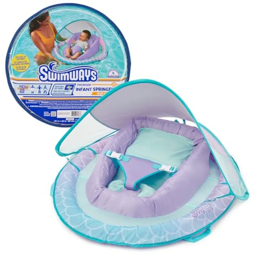 Infant Spring Float Baby Pool Float with Canopy UPF Protection Swim Training PFD Swimming Pool Accessories for Babies 3-9 Month
Infant Spring Float Baby Pool Float with Canopy UPF Protection Swim Training PFD Swimming Pool Accessories for Babies 3-9 Month