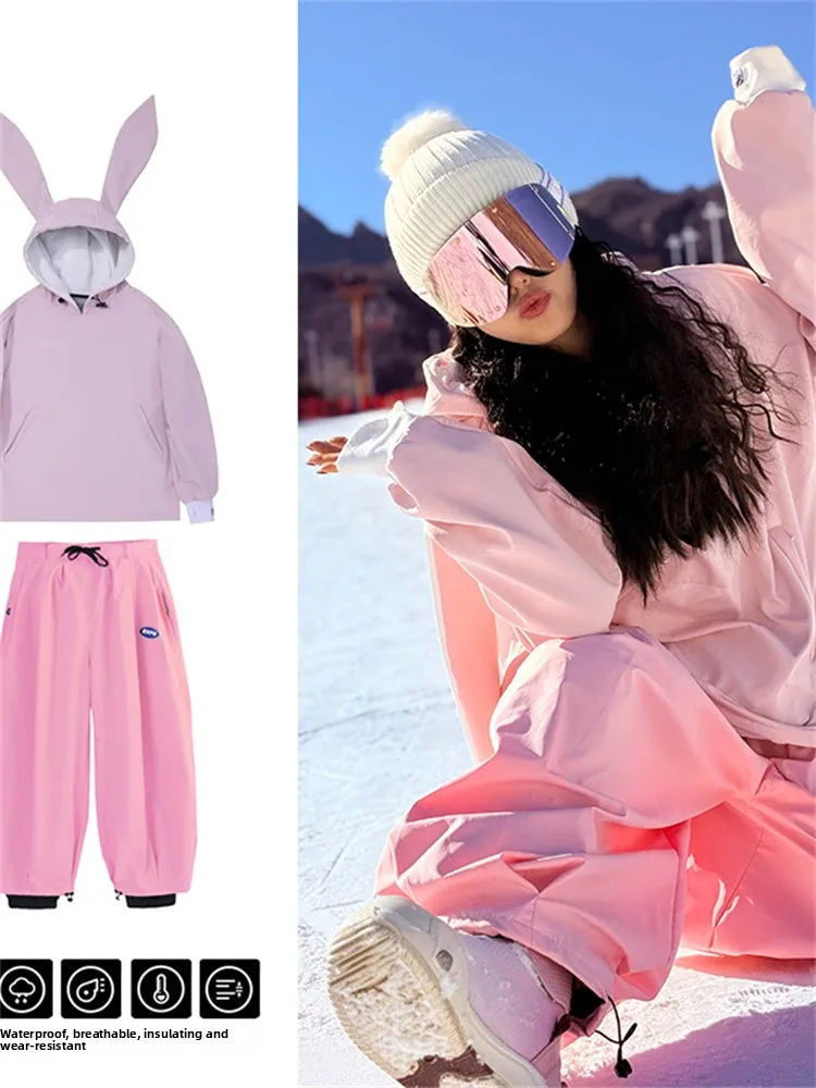 Cute Rabbit Fce Lined Hoodie ex Winter Snowboard Warm Pants Waterproof Winter Couple Casual Sportswear Set for Teens
Cute Rabbit Fce Lined Hoodie ex Winter Snowboard Warm Pants Waterproof Winter Couple Casual Sportswear Set for Teens