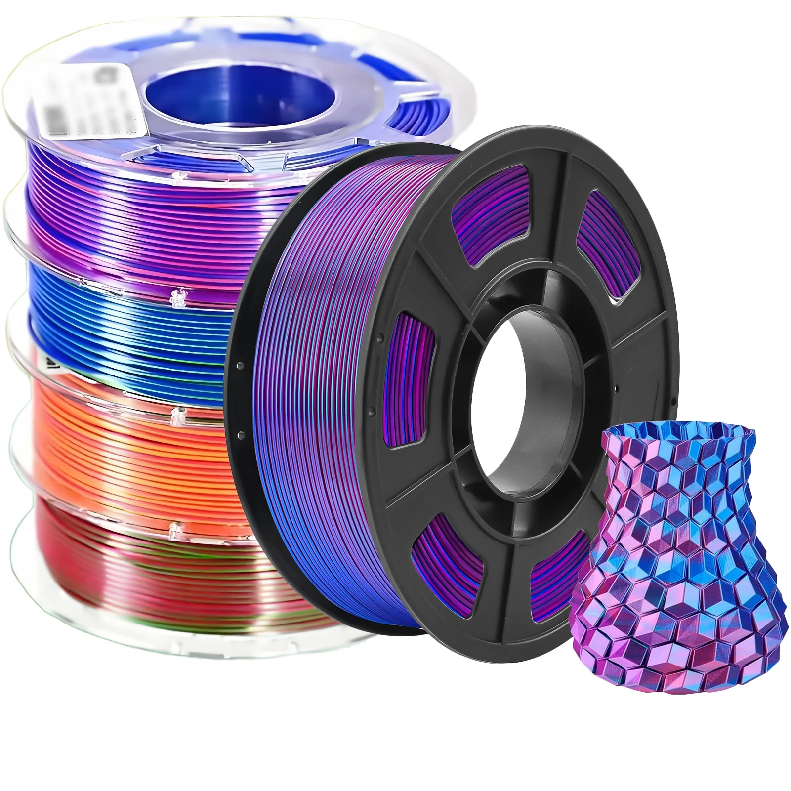 Шелковая нить PLA 1,75 мм, двухцветная, синяя, фиолетовая, красная, черная и т. д., сублимационная нить Duotone для 3D-принтера, 1 кг, 250 г для 3D-принтеров