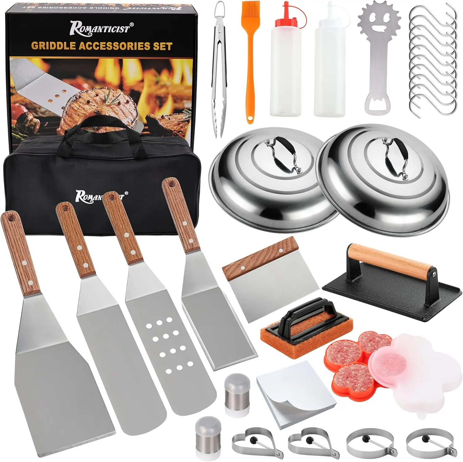 132PC Professional Griddle Accessories Kit - Heavy Duty Stainless Steel Grill Spatula Set for Grill Griddle Hibachi Flat
132PC Professional Griddle Accessories Kit - Heavy Duty Stainless Steel Grill Spatula Set for Grill Griddle Hibachi Flat
