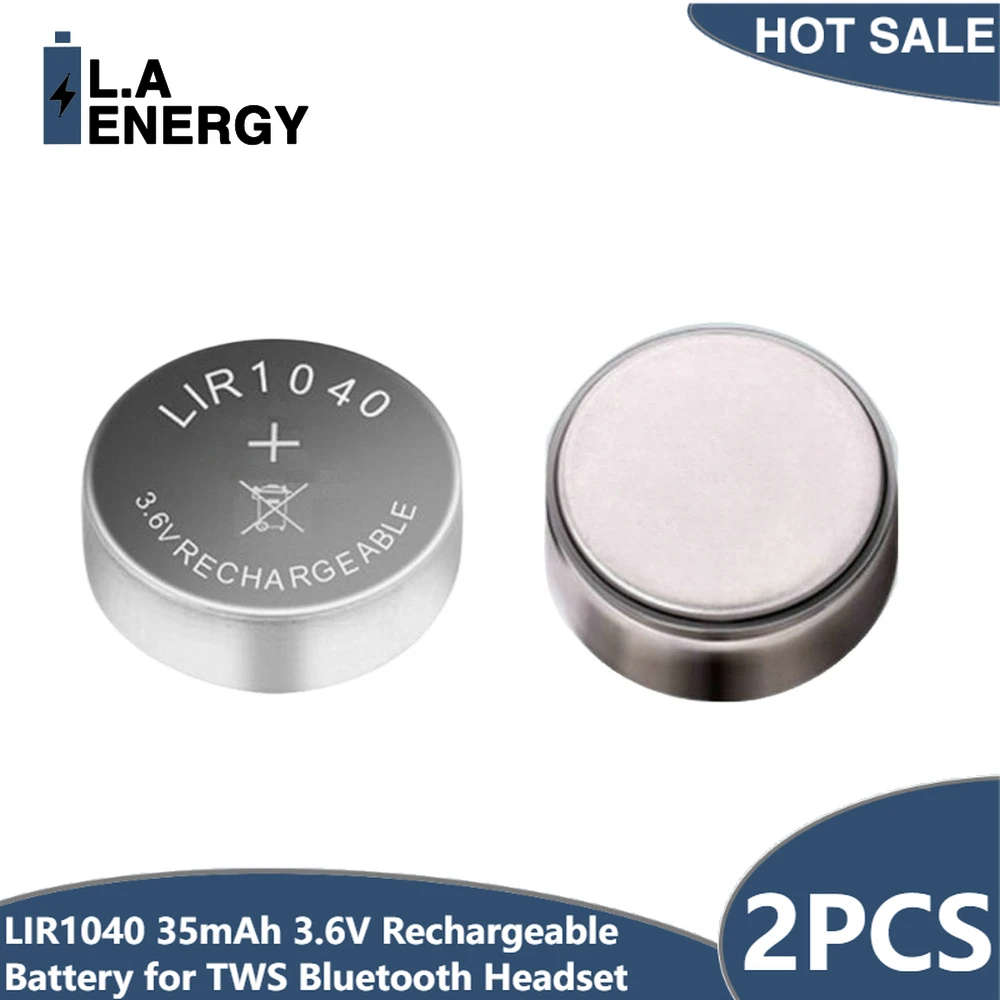 Перезаряжаемая литиевая батарея LIR1040 LIR 1040 35 мач 3,6 в для TWS Bluetooth гарнитуры, сменная кнопка, монетница, 2 шт.
Перезаряжаемая литиевая батарея LIR1040 LIR 1040 35 мач 3,6 в для TWS Bluetooth гарнитуры, сменная кнопка, монетница, 2 шт.