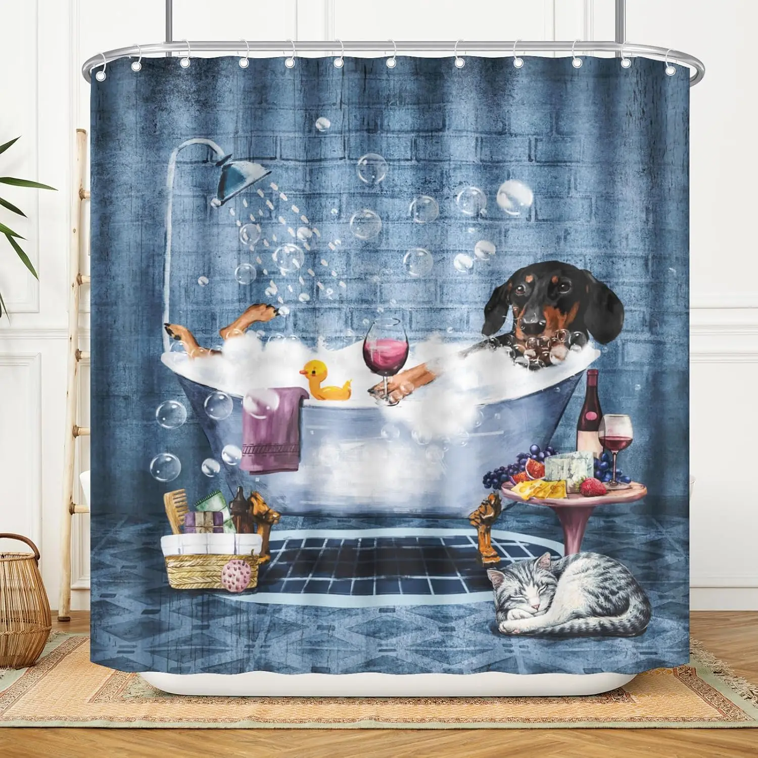 Funny Dachshund Shower Curtain for Bathroom Cartoon Dog Bath Curtains with Cute Animal Pattern, 72 X 72 in
Funny Dachshund Shower Curtain for Bathroom Cartoon Dog Bath Curtains with Cute Animal Pattern, 72 X 72 in