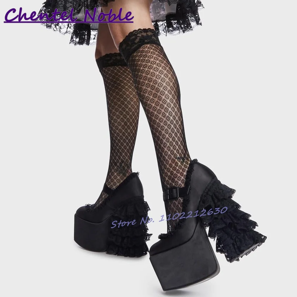 Black Lace Cover Heel Mary Janes Round Toe Platform Chunky High Heels 2023 Spring Newest Fashion Sweet Women Shoes Party Dress
Black Lace Cover Heel Mary Janes Round Toe Platform Chunky High Heels 2023 Spring Newest Fashion Sweet Women Shoes Party Dress