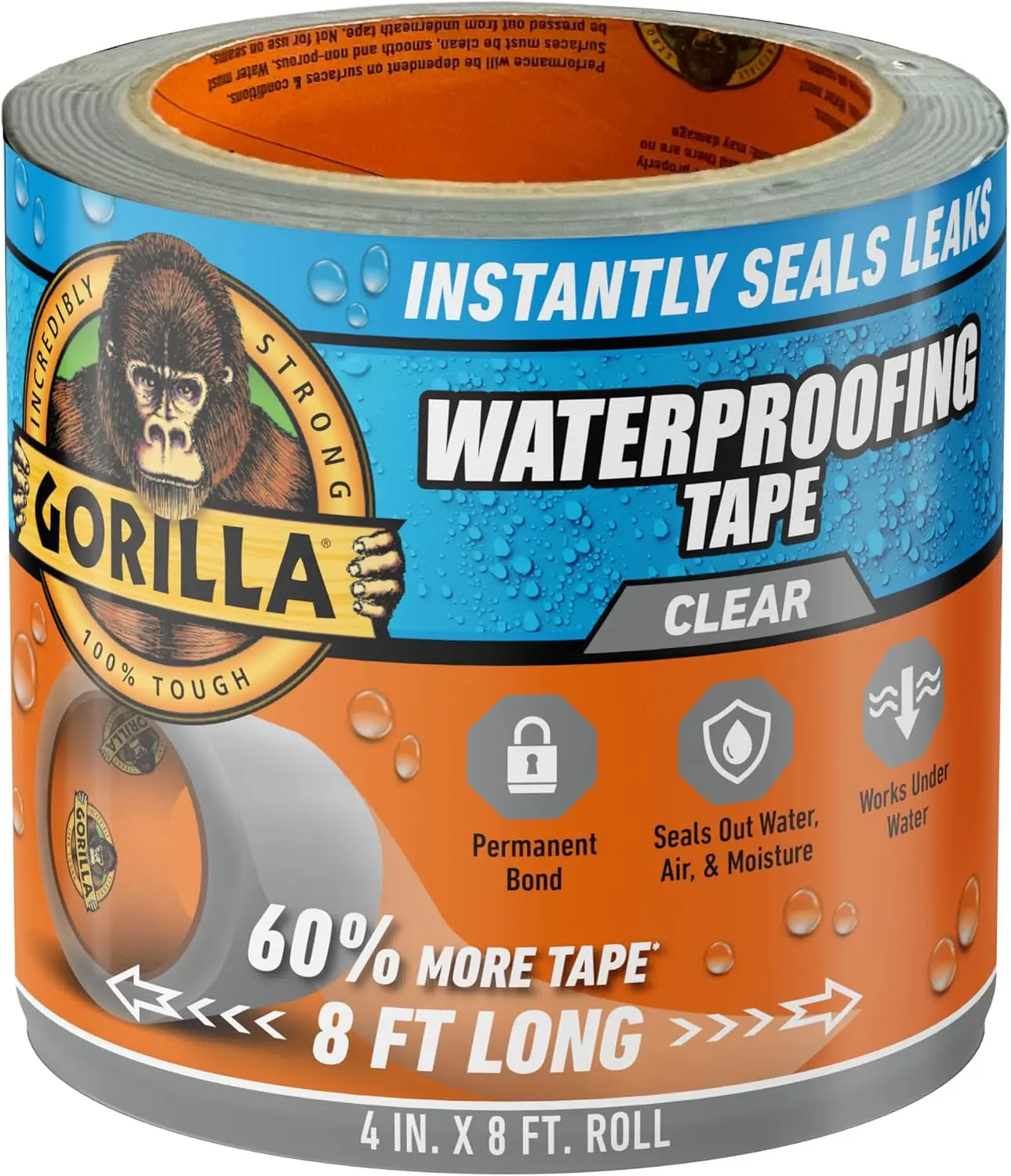 Waterproof Patch & Seal Tape, 4" x 8' - Permanent Weather Resistant Leak Repair Tape for Indoor Outdoor Use
Waterproof Patch & Seal Tape, 4" x 8' - Permanent Weather Resistant Leak Repair Tape for Indoor Outdoor Use