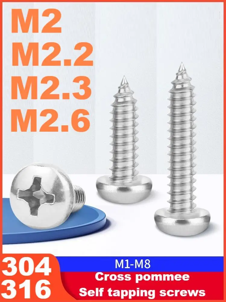 M2/M2.2/M2.3/M2.6 304 stainless steel Cross pommee Self tapping screws Cross pan head Zigong wood screw Length4-20mm 200pcs/lot
M2/M2.2/M2.3/M2.6 304 stainless steel Cross pommee Self tapping screws Cross pan head Zigong wood screw Length4-20mm 200pcs/lot