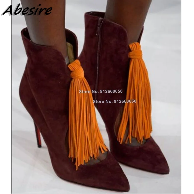 Abesire Side Zipper Fringe Decor Boots Pointed Toe Fashion Pachwork Runway Boots Solid Women Shoes Novel Party Shoes On Heels
Abesire Side Zipper Fringe Decor Boots Pointed Toe Fashion Pachwork Runway Boots Solid Women Shoes Novel Party Shoes On Heels