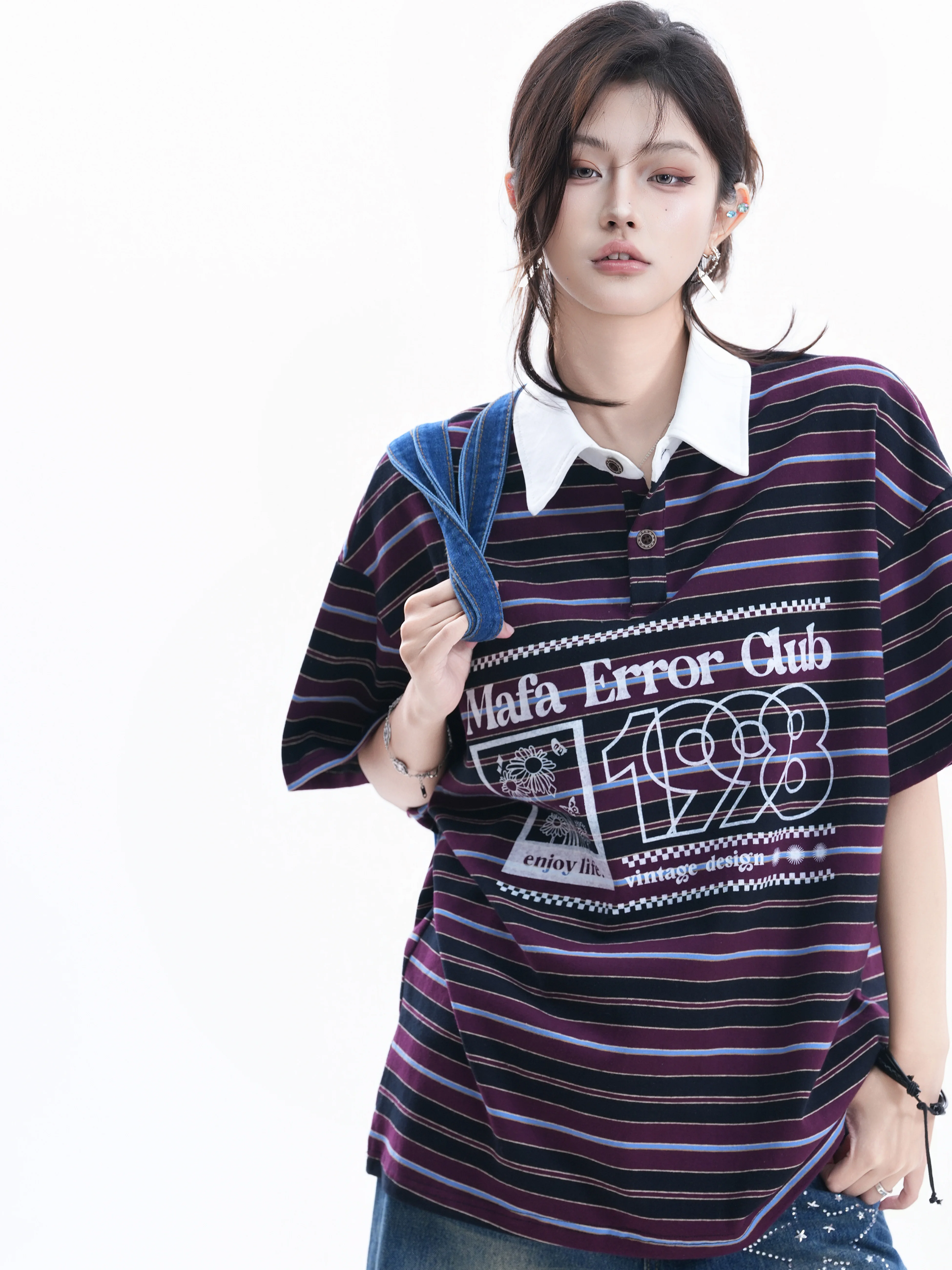 American Style Striped Oversize Short Sleeve T-Shirt Women's Casual Loose Fit Cotton Print Casual Summer Top for Couples
American Style Striped Oversize Short Sleeve T-Shirt Women's Casual Loose Fit Cotton Print Casual Summer Top for Couples