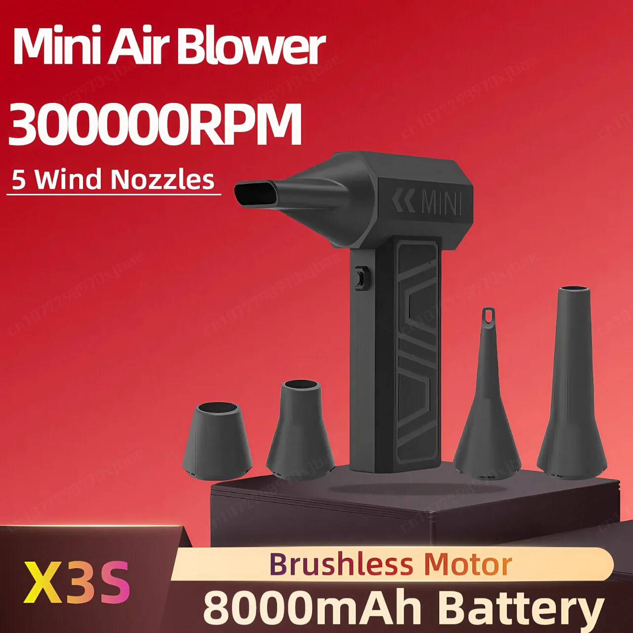Mini Air Blower 300000RPM Brushless Motor Turbo Fan Jet Blower With 5 Wind Nozzles Electric Air Duster 8000mAh Dust Collector
Mini Air Blower 300000RPM Brushless Motor Turbo Fan Jet Blower With 5 Wind Nozzles Electric Air Duster 8000mAh Dust Collector
