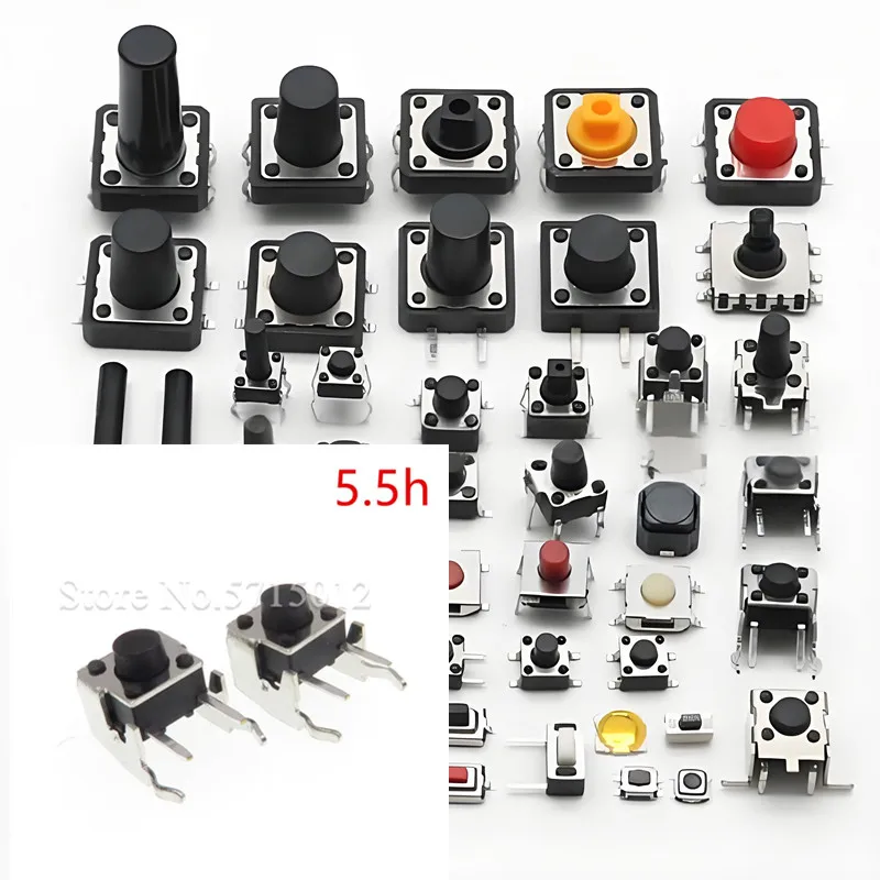 500pcs/lot Micro Tact Switch 6*6*5.5mm 2pin with Bracket Tactile Push Button Switch Right Angle With Stent 6x6x5.5mm
500pcs/lot Micro Tact Switch 6*6*5.5mm 2pin with Bracket Tactile Push Button Switch Right Angle With Stent 6x6x5.5mm