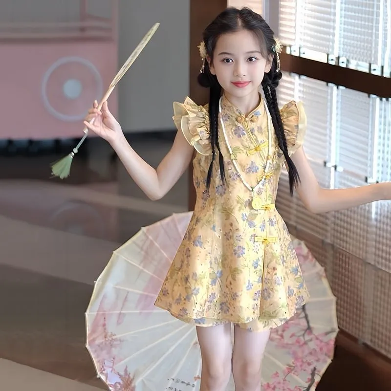 Girls' Cheongsam Dress Children's 2026 New Summer Qipao Dress Kids' New Chinese Style Breathable Performance Dress LJ643
Girls' Cheongsam Dress Children's 2026 New Summer Qipao Dress Kids' New Chinese Style Breathable Performance Dress LJ643