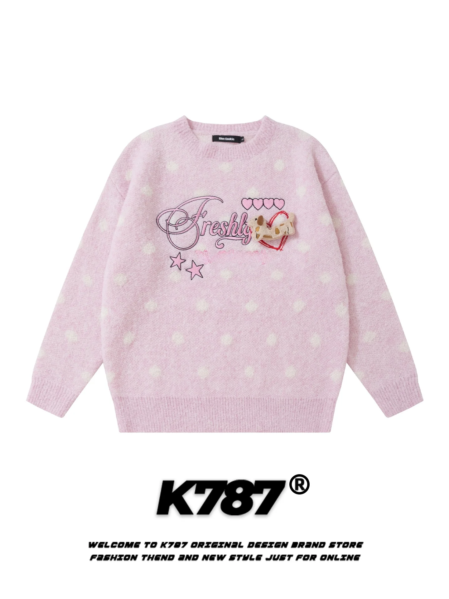 K787 Нежный вязаный свитер с принтом собаки, круглый вырез, женский, свободный крой, стройнящий, розовый, удобный, для зимы и повседневной носки
K787 Нежный вязаный свитер с принтом собаки, круглый вырез, женский, свободный крой, стройнящий, розовый, удобный, для зимы и повседневной носки