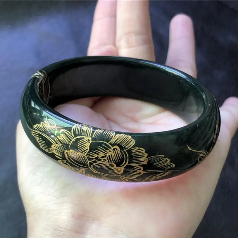 Natural Nephrite Green Jade Bangle Women Healing Gemstone Fine Jewelry Genuine Hetian Jades Golden Lotus Flower Bangles Bracelet
Natural Nephrite Green Jade Bangle Women Healing Gemstone Fine Jewelry Genuine Hetian Jades Golden Lotus Flower Bangles Bracelet