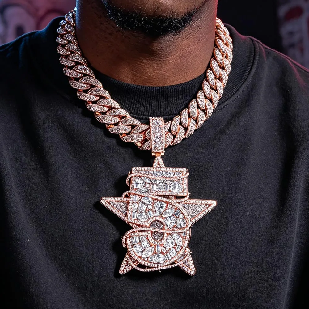 Sparkling Hip-hop Necklace Pendant Lucky Number 5 Rapper Jewelry Punk Party Anniversary Fine Good Gifts for Men Girl Boy Friends
Sparkling Hip-hop Necklace Pendant Lucky Number 5 Rapper Jewelry Punk Party Anniversary Fine Good Gifts for Men Girl Boy Friends