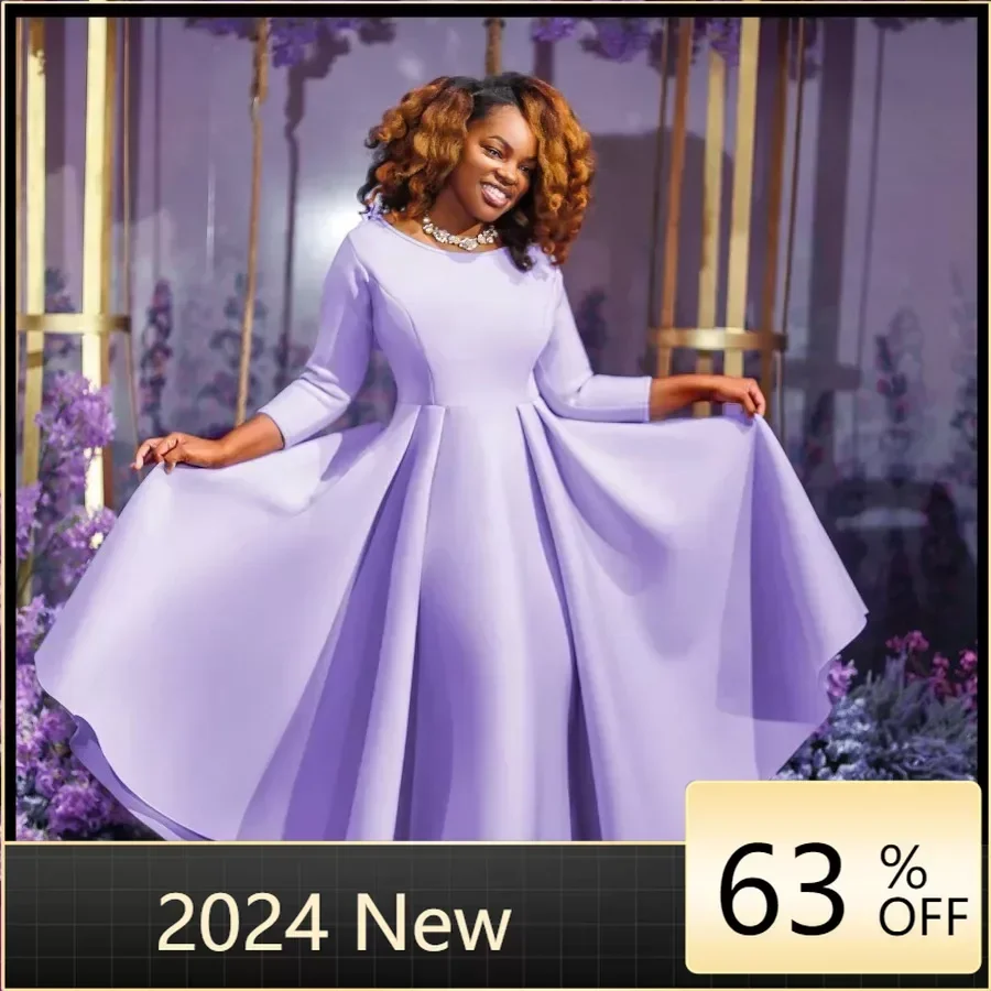 Elegant Purple Pretty Women Dresses Solid Long Sleeve O-neck Party Evening A Line Pleated Midi Dress Fashion African Clothing
Elegant Purple Pretty Women Dresses Solid Long Sleeve O-neck Party Evening A Line Pleated Midi Dress Fashion African Clothing