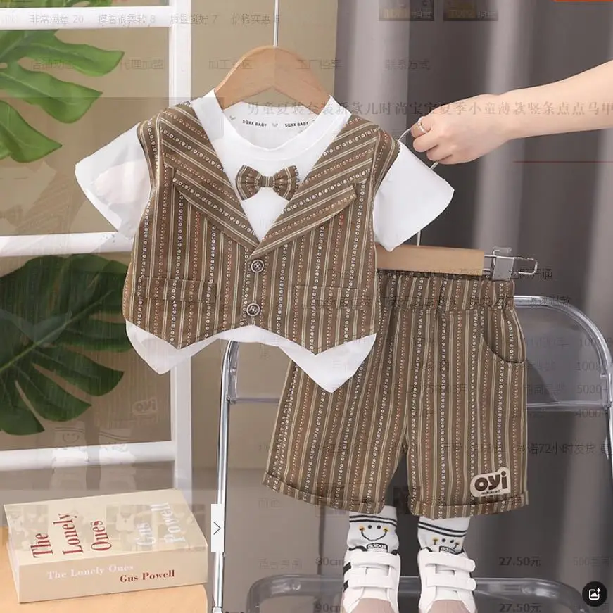 Baby Boy 1st Birthday Outfit 2025 Fashion Striped Patchwork Bow Tie Short Sleeve T-shirts And Shorts Boys Sets Kids Bebe Clothes
Baby Boy 1st Birthday Outfit 2025 Fashion Striped Patchwork Bow Tie Short Sleeve T-shirts And Shorts Boys Sets Kids Bebe Clothes