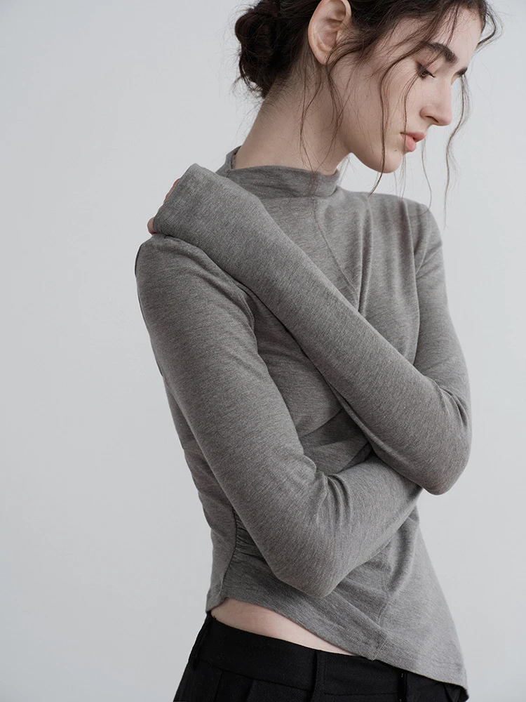 Gray Half High Collar Slim Fit Knit Base Shirt Women's Inner Wear Top Autumn Fashionable Short Length Color Fitted Sweater
Gray Half High Collar Slim Fit Knit Base Shirt Women's Inner Wear Top Autumn Fashionable Short Length Color Fitted Sweater